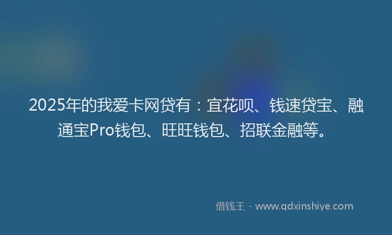 2025年的我爱卡网贷有：宜花呗、钱速贷宝、融通宝Pro钱包、旺旺钱包、招联金融等。