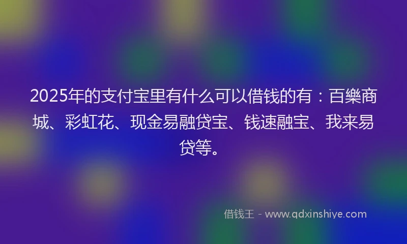 2025年的支付宝里有什么可以借钱的有：百樂商城、彩虹花、现金易融贷宝、钱速融宝、我来易贷等。
