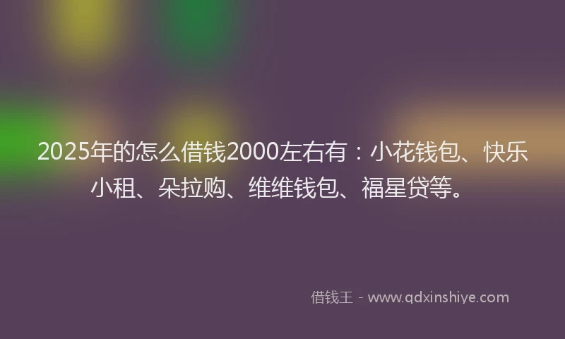 2025年的怎么借钱2000左右有：小花钱包、快乐小租、朵拉购、维维钱包、福星贷等。