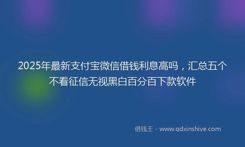 2025年最新支付宝微信借钱利息高吗，汇总五个不看征信无视黑白百分百下款软件