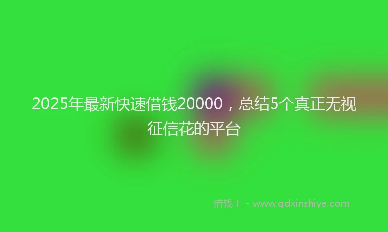 2025年最新快速借钱20000，总结5个真正无视征信花的平台