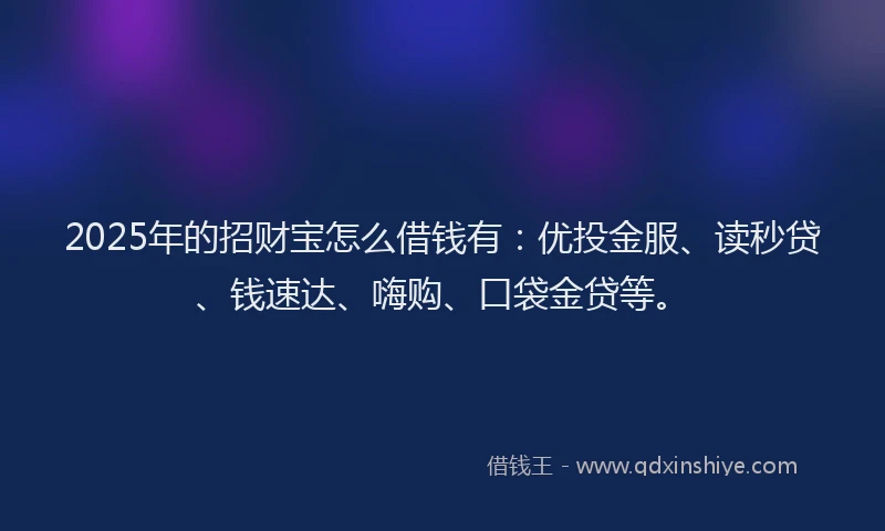 2025年的招财宝怎么借钱有：优投金服、读秒贷、钱速达、嗨购、口袋金贷等。