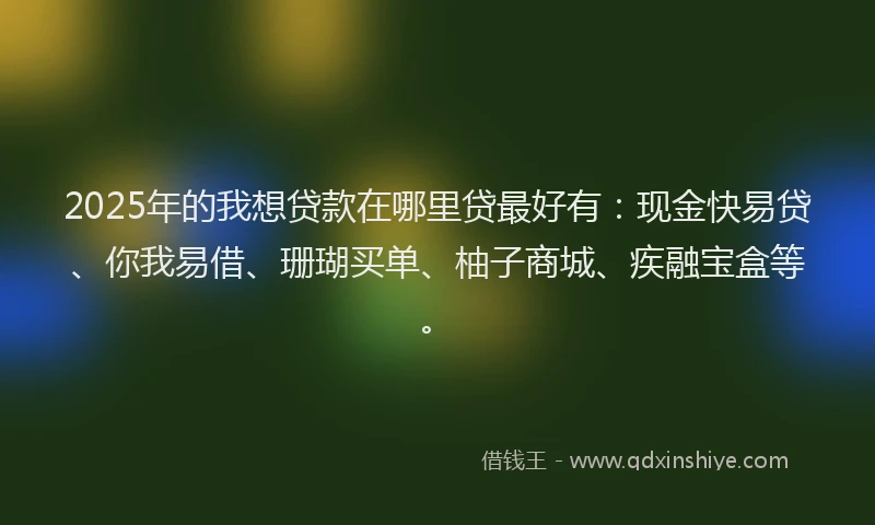 2025年的我想贷款在哪里贷最好有：现金快易贷、你我易借、珊瑚买单、柚子商城、疾融宝盒等。