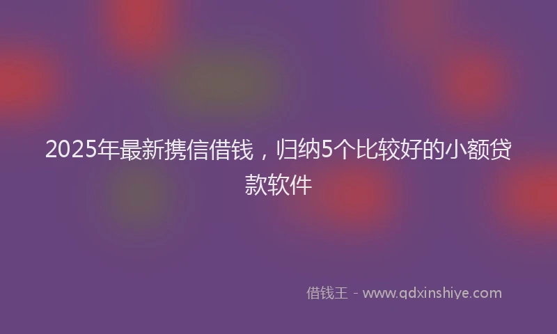 2025年最新携信借钱，归纳5个比较好的小额贷款软件