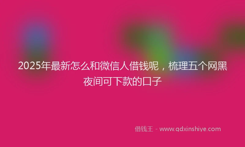 2025年最新怎么和微信人借钱呢，梳理五个网黑夜间可下款的口子