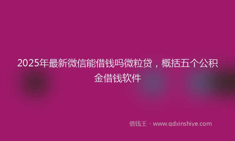 2025年最新微信能借钱吗微粒贷，概括五个公积金借钱软件