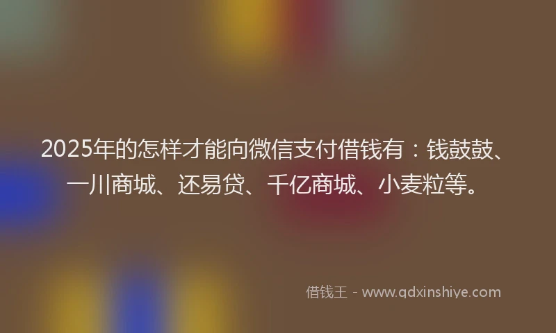 2025年的怎样才能向微信支付借钱有：钱鼓鼓、一川商城、还易贷、千亿商城、小麦粒等。
