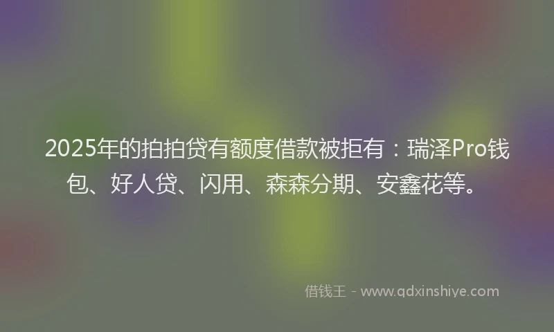 2025年的拍拍贷有额度借款被拒有：瑞泽Pro钱包、好人贷、闪用、森森分期、安鑫花等。