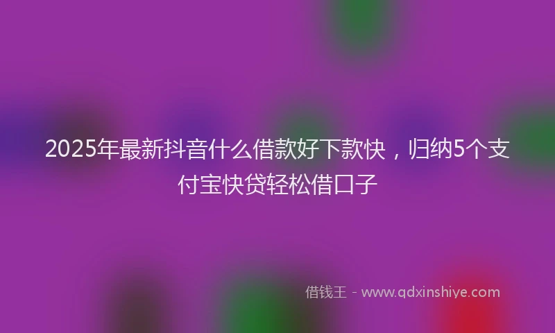 2025年最新抖音什么借款好下款快，归纳5个支付宝快贷轻松借口子