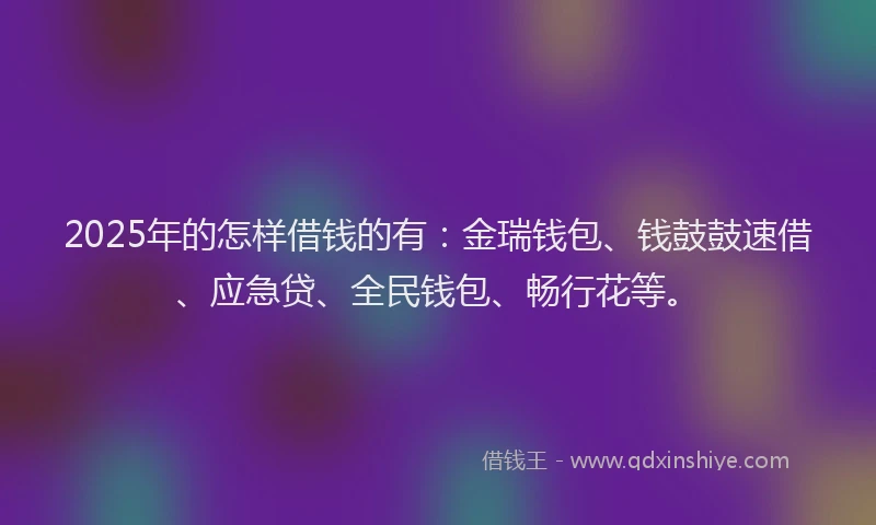 2025年的怎样借钱的有：金瑞钱包、钱鼓鼓速借、应急贷、全民钱包、畅行花等。