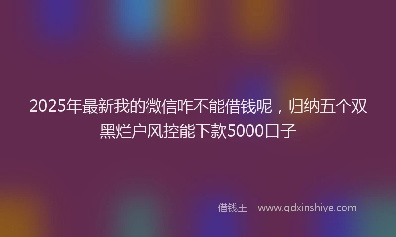 2025年最新我的微信咋不能借钱呢，归纳五个双黑烂户风控能下款5000口子