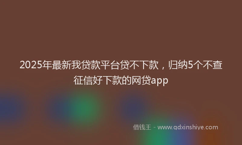 2025年最新我贷款平台贷不下款，归纳5个不查征信好下款的网贷app