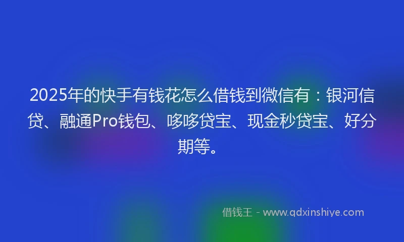 2025年的快手有钱花怎么借钱到微信有：银河信贷、融通Pro钱包、哆哆贷宝、现金秒贷宝、好分期等。