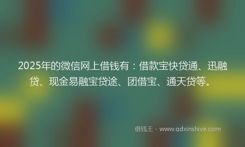2025年的微信网上借钱有：借款宝快贷通、迅融贷、现金易融宝贷途、团借宝、通天贷等。