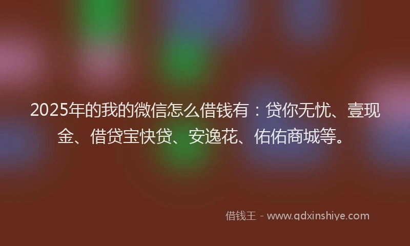 2025年的我的微信怎么借钱有：贷你无忧、壹现金、借贷宝快贷、安逸花、佑佑商城等。