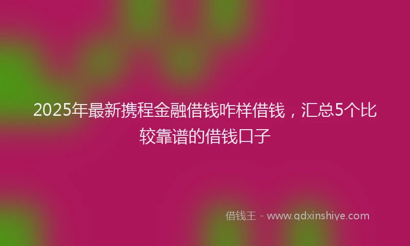 2025年最新携程金融借钱咋样借钱，汇总5个比较靠谱的借钱口子