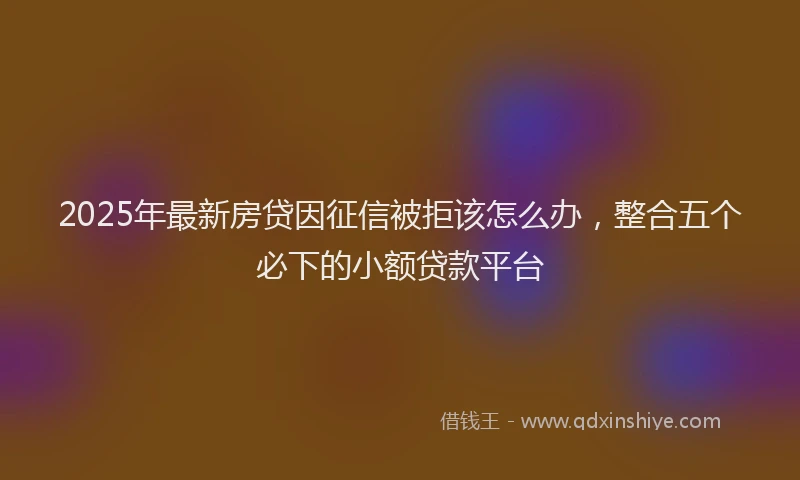 2025年最新房贷因征信被拒该怎么办，整合五个必下的小额贷款平台