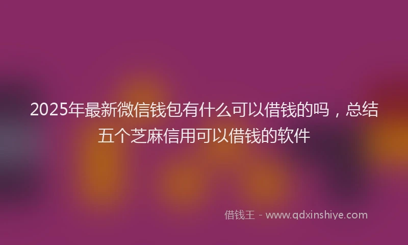 2025年最新微信钱包有什么可以借钱的吗，总结五个芝麻信用可以借钱的软件