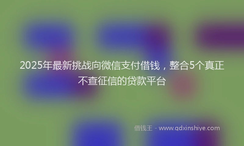 2025年最新挑战向微信支付借钱，整合5个真正不查征信的贷款平台