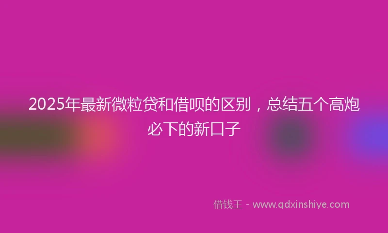 2025年最新微粒贷和借呗的区别，总结五个高炮必下的新口子