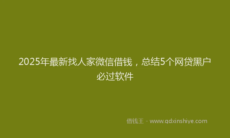 2025年最新找人家微信借钱，总结5个网贷黑户必过软件