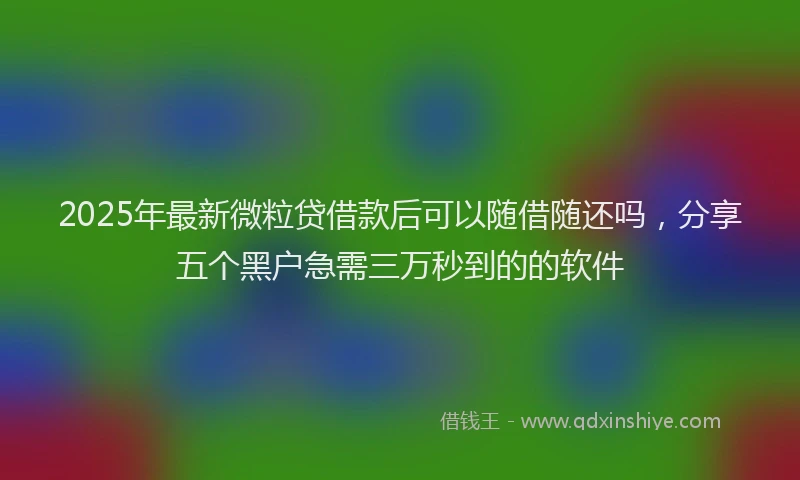 2025年最新微粒贷借款后可以随借随还吗，分享五个黑户急需三万秒到的的软件