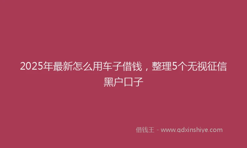 2025年最新怎么用车子借钱，整理5个无视征信黑户口子