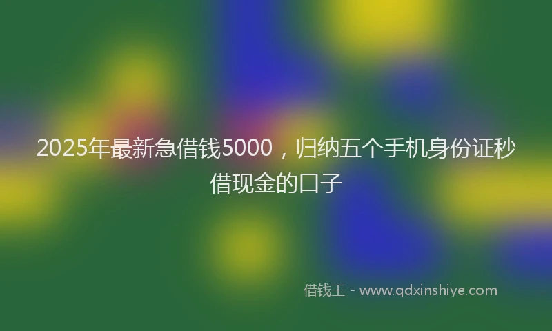 2025年最新急借钱5000，归纳五个手机身份证秒借现金的口子