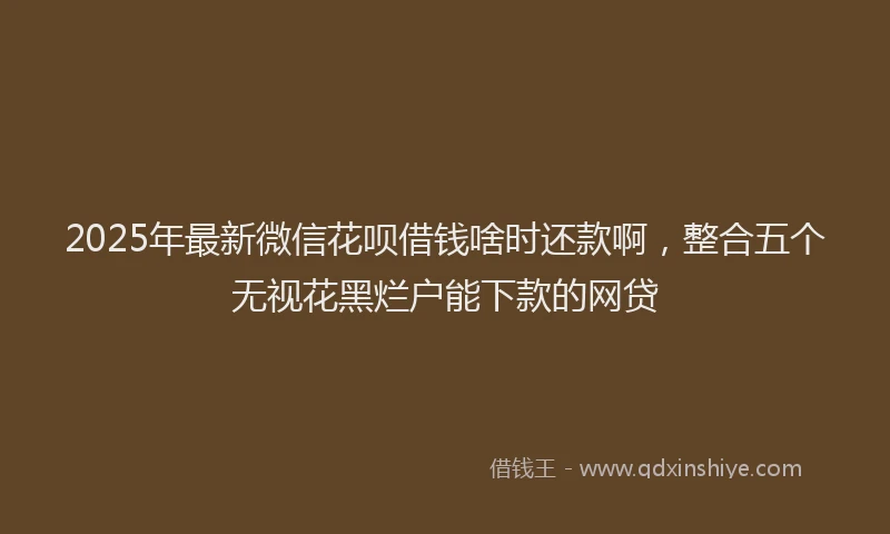 2025年最新微信花呗借钱啥时还款啊，整合五个无视花黑烂户能下款的网贷