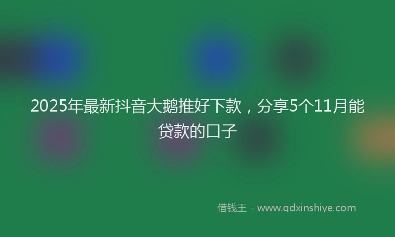 2025年最新抖音大鹅推好下款，分享5个11月能贷款的口子