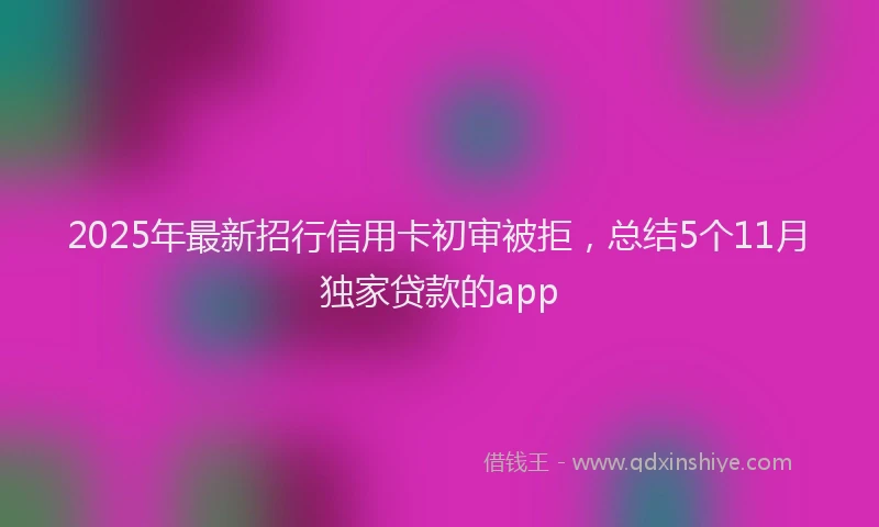 2025年最新招行信用卡初审被拒，总结5个11月独家贷款的app