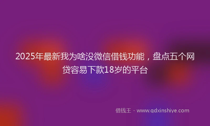 2025年最新我为啥没微信借钱功能，盘点五个网贷容易下款18岁的平台