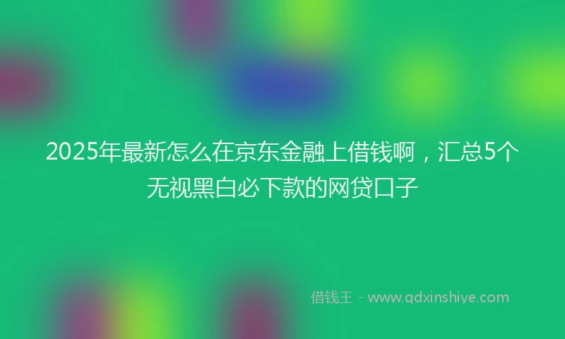 2025年最新怎么在京东金融上借钱啊，汇总5个无视黑白必下款的网贷口子