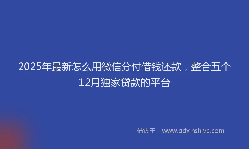 2025年最新怎么用微信分付借钱还款，整合五个12月独家贷款的平台