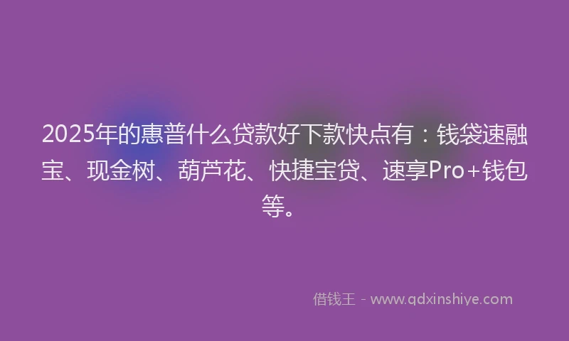 2025年的惠普什么贷款好下款快点有：钱袋速融宝、现金树、葫芦花、快捷宝贷、速享Pro+钱包等。