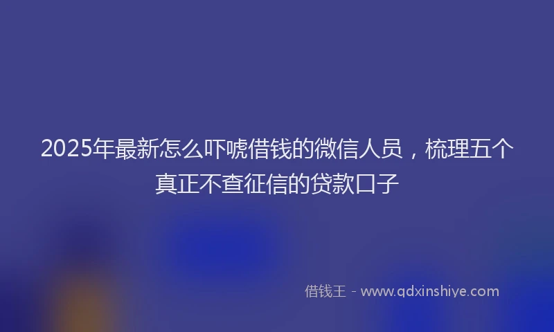 2025年最新怎么吓唬借钱的微信人员，梳理五个真正不查征信的贷款口子