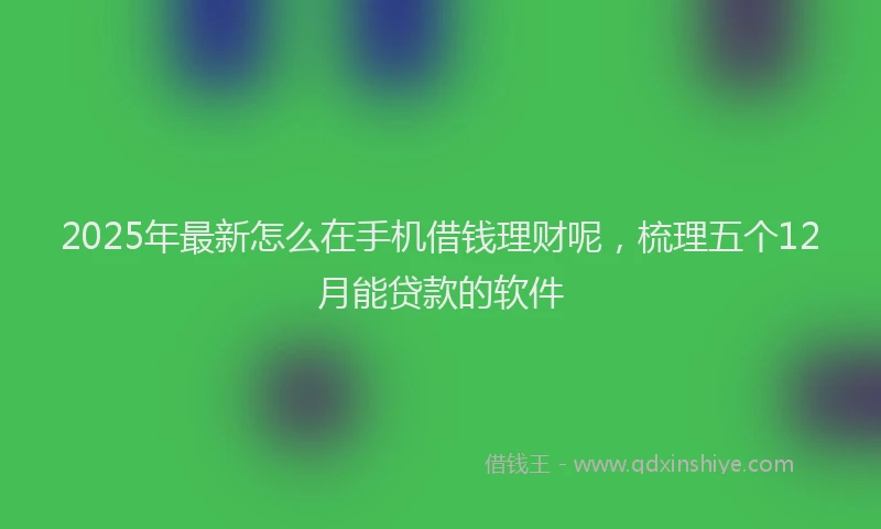 2025年最新怎么在手机借钱理财呢，梳理五个12月能贷款的软件