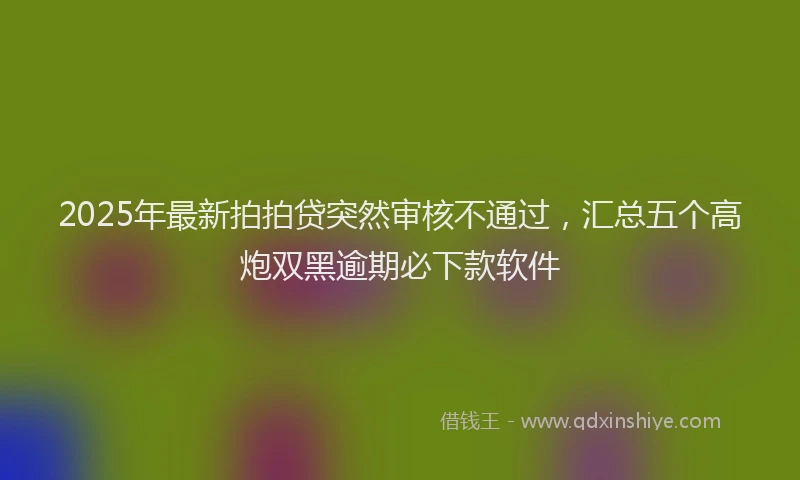 2025年最新拍拍贷突然审核不通过，汇总五个高炮双黑逾期必下款软件