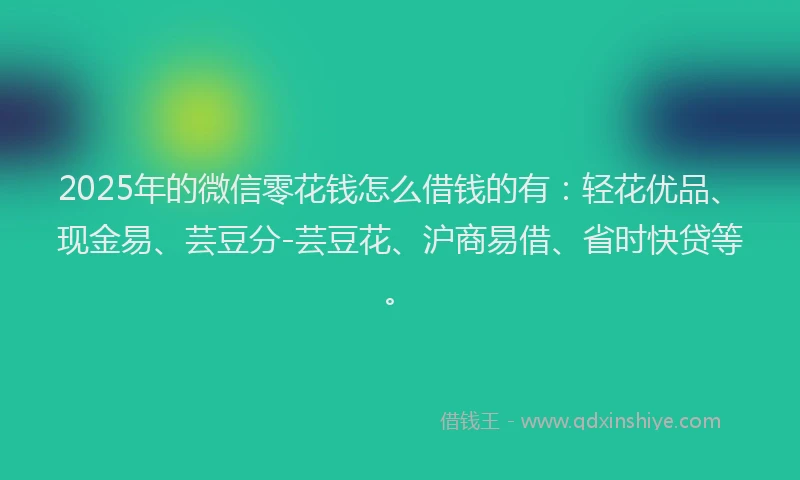 2025年的微信零花钱怎么借钱的有：轻花优品、现金易、芸豆分-芸豆花、沪商易借、省时快贷等。