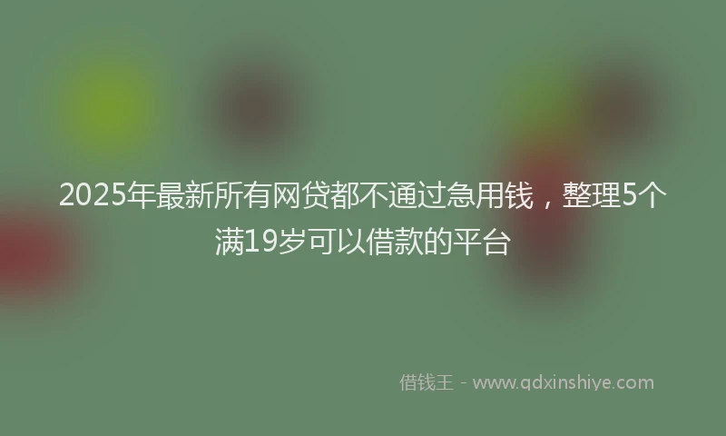 2025年最新所有网贷都不通过急用钱，整理5个满19岁可以借款的平台