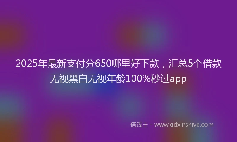 2025年最新支付分650哪里好下款，汇总5个借款无视黑白无视年龄100%秒过app