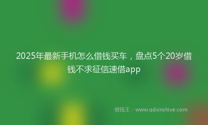 2025年最新手机怎么借钱买车，盘点5个20岁借钱不求征信速借app