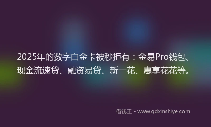 2025年的数字白金卡被秒拒有：金易Pro钱包、现金流速贷、融资易贷、新一花、惠享花花等。