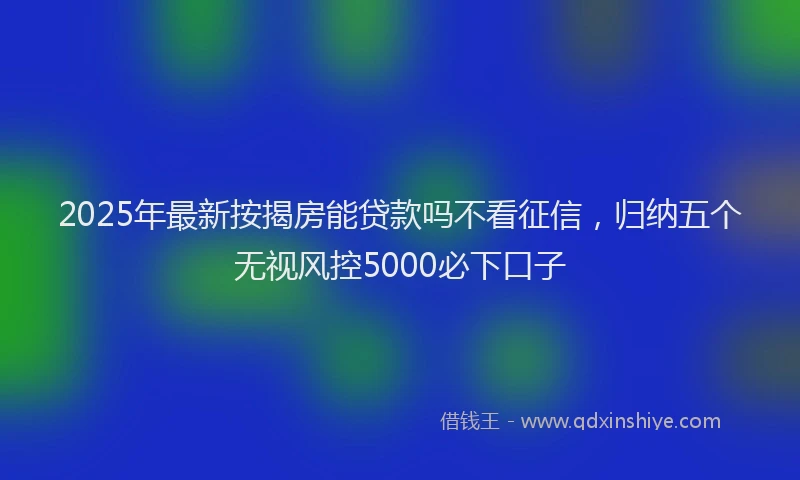 2025年最新按揭房能贷款吗不看征信，归纳五个无视风控5000必下口子