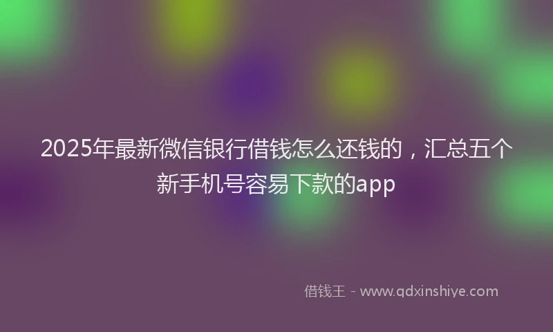 2025年最新微信银行借钱怎么还钱的，汇总五个新手机号容易下款的app