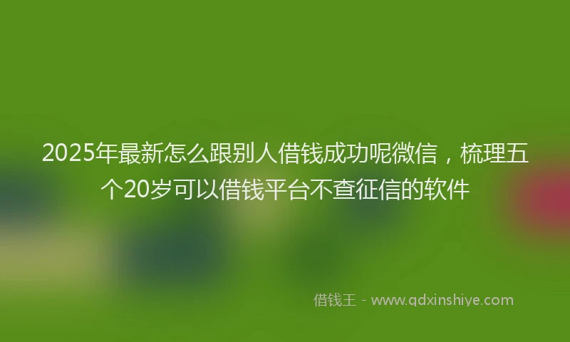 2025年最新怎么跟别人借钱成功呢微信，梳理五个20岁可以借钱平台不查征信的软件