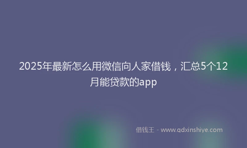 2025年最新怎么用微信向人家借钱，汇总5个12月能贷款的app