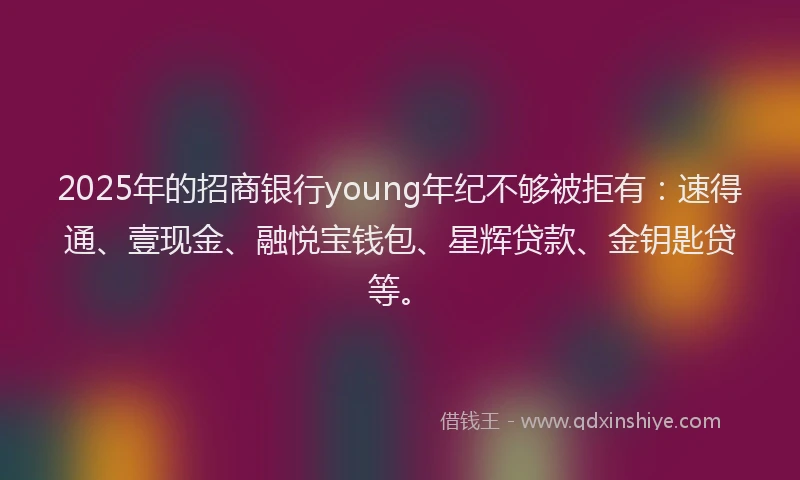 2025年的招商银行young年纪不够被拒有：速得通、壹现金、融悦宝钱包、星辉贷款、金钥匙贷等。