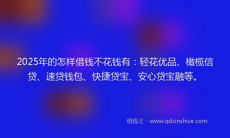2025年的怎样借钱不花钱有：轻花优品、橄榄信贷、速贷钱包、快捷贷宝、安心贷宝融等。