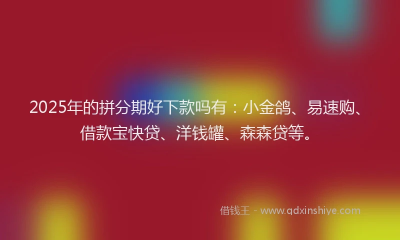 2025年的拼分期好下款吗有：小金鸽、易速购、借款宝快贷、洋钱罐、森森贷等。